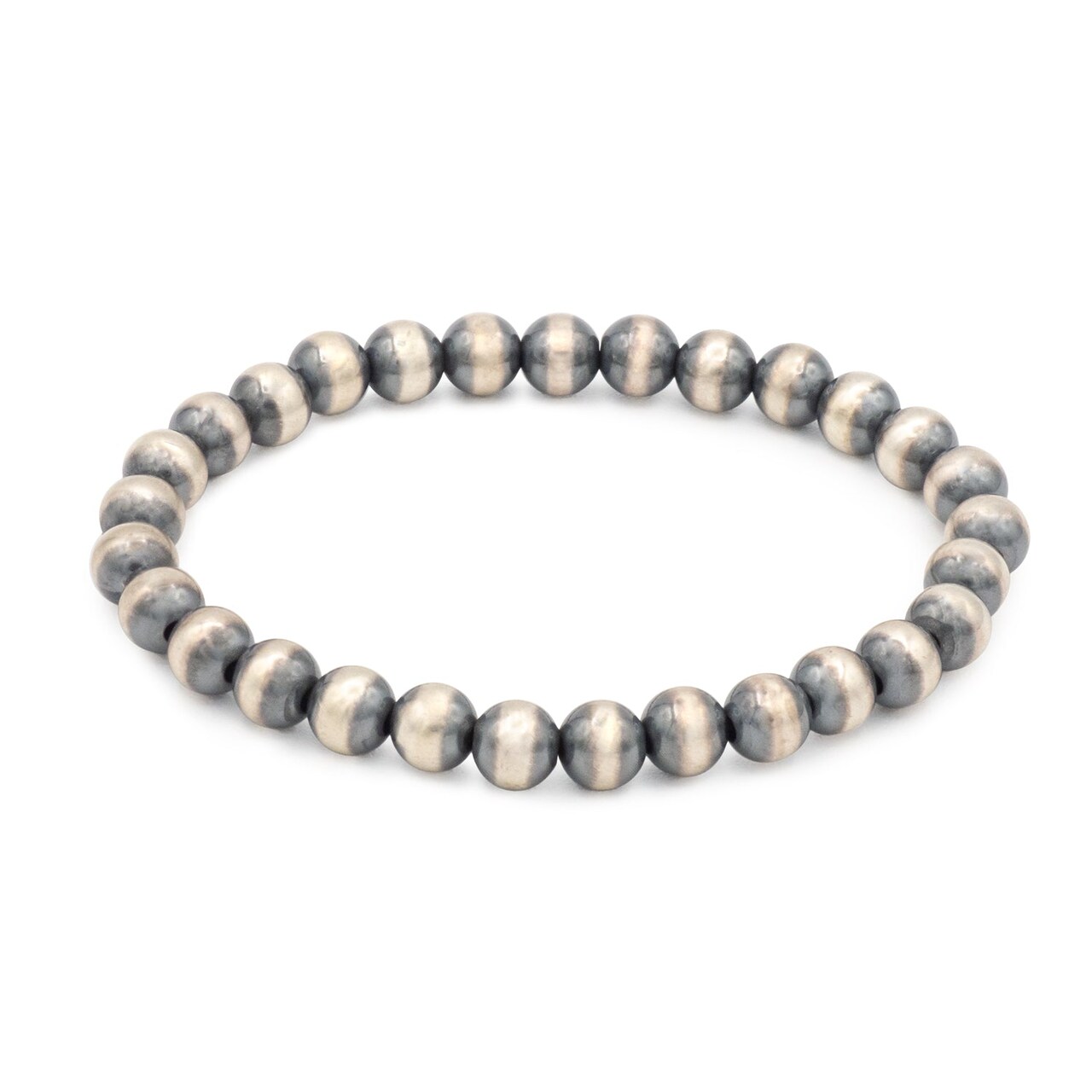 JewelrySupply Sterling Silver Navajo Style Pearl Bead Stretchy Bracelet